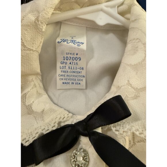 Her Majesty Vintage Girls Robe Quilted Red Plaid Christmas Lace SZ 8 - Picture 12 of 14